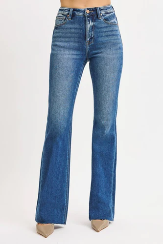 Again & Again High Rise Flare Jeans Dark Blue