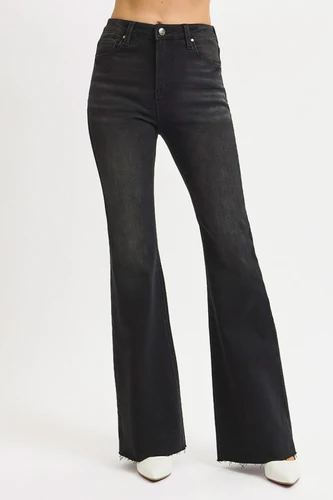 Again & Again High Rise Flares - Black